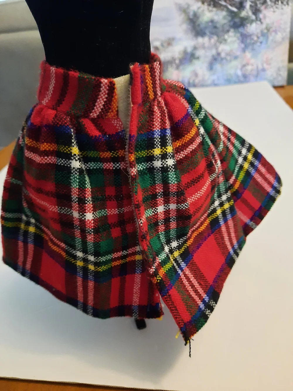 Red Plaid Doll Circle Skirt -